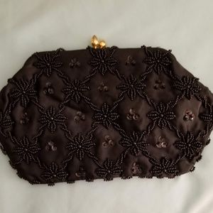 Vintage Black Beaded Evening Bag By Le Jule Beautiful~Goth Look